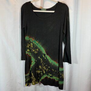 Kathmandu Imports black/green tie dye tunic - Women's M/L
